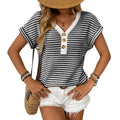 V-Neck Button Knit Pullover Short Sleeve