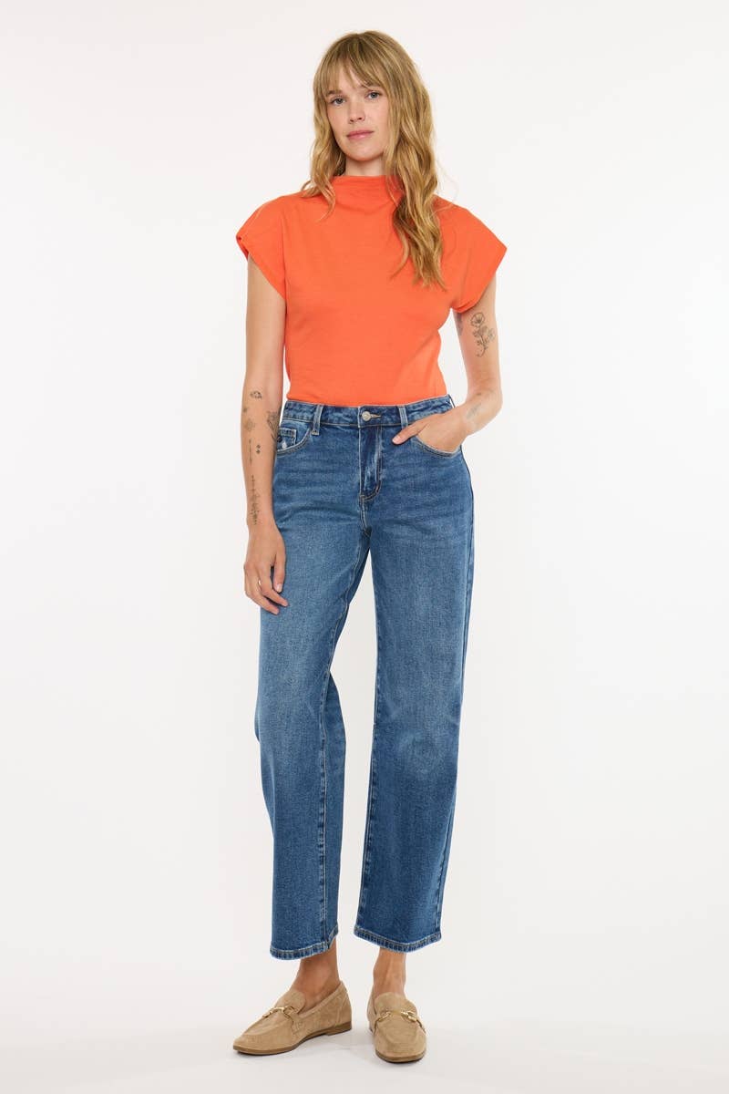 Kan Can Dark Wash Low Slung Baggy Straight Jean - Comfort Stretch