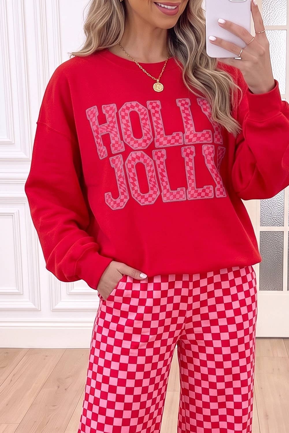 66 Plus Size Merry Plaid Christmas Lounge Pant Set (S-4X)