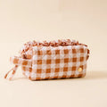 Essentials Quilted Cosmetic Pouch-Maple Gingham