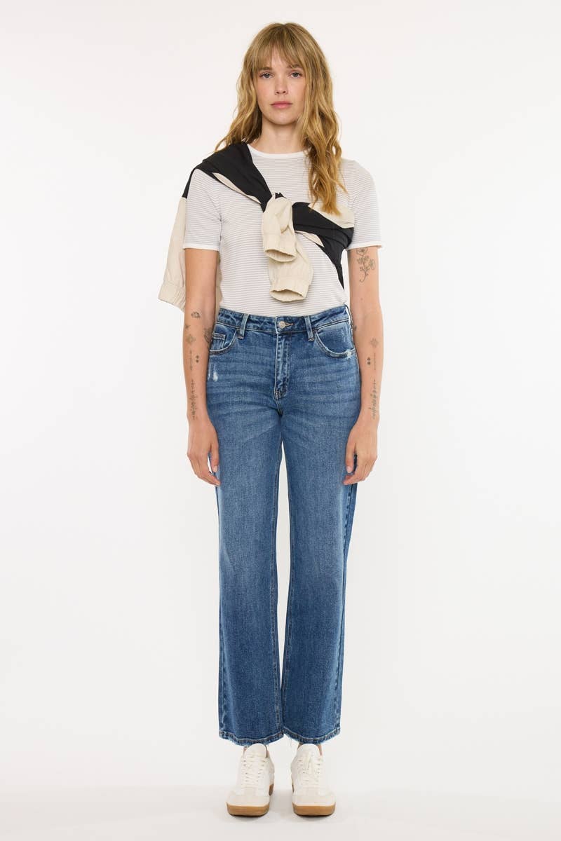 Kan Can Dark Wash Low Slung Baggy Straight Jean