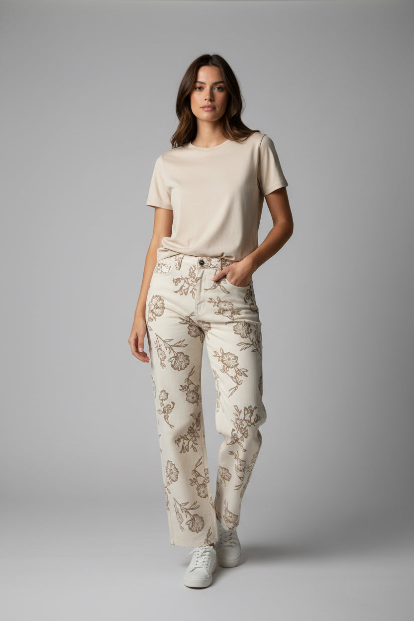 Floral Print Wide Leg Pants