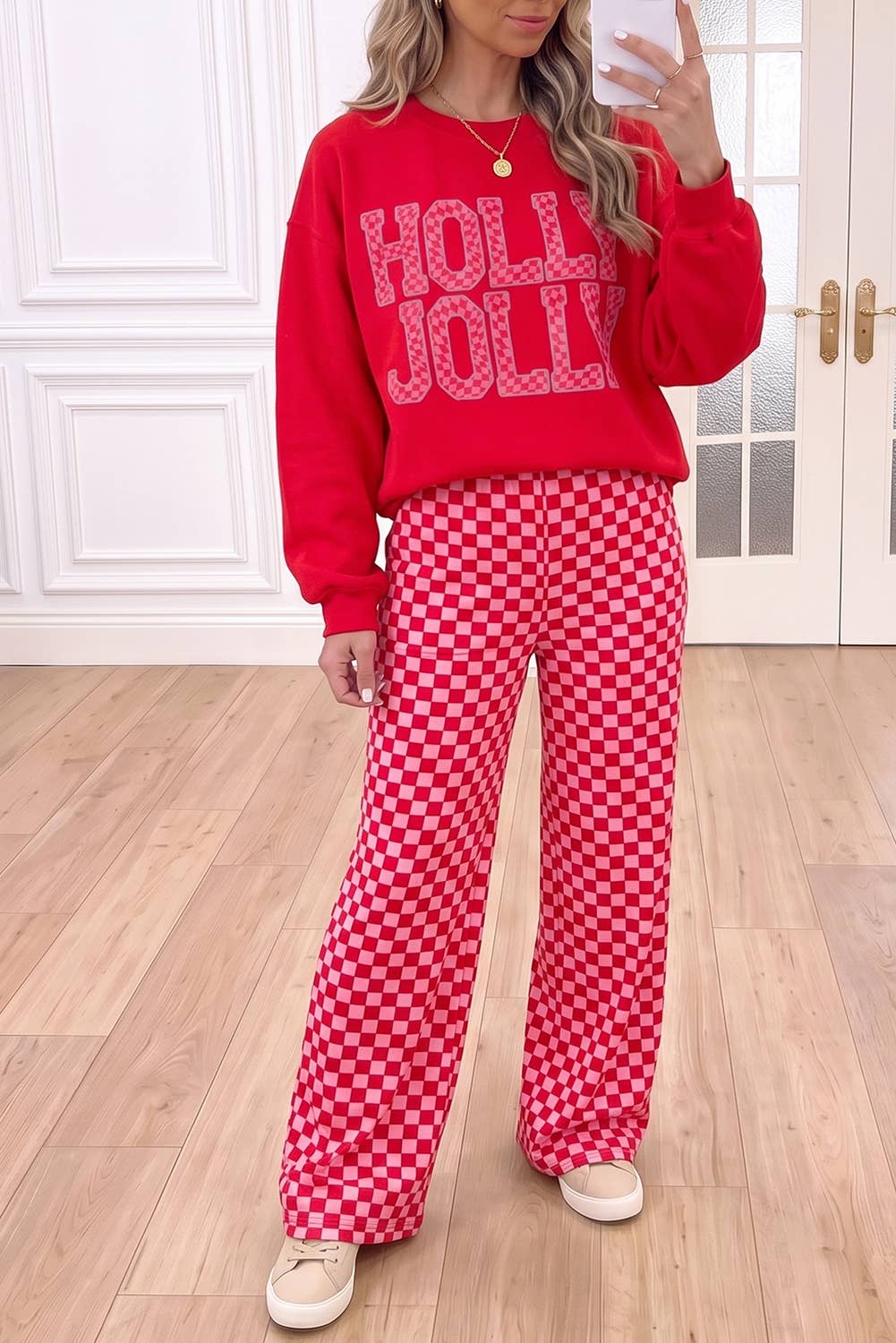 66 Plus Size Merry Plaid Christmas Lounge Pant Set (S-4X)