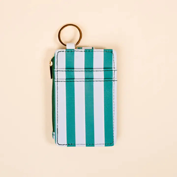 Keychain Wallet–Sicily Stripes Teal