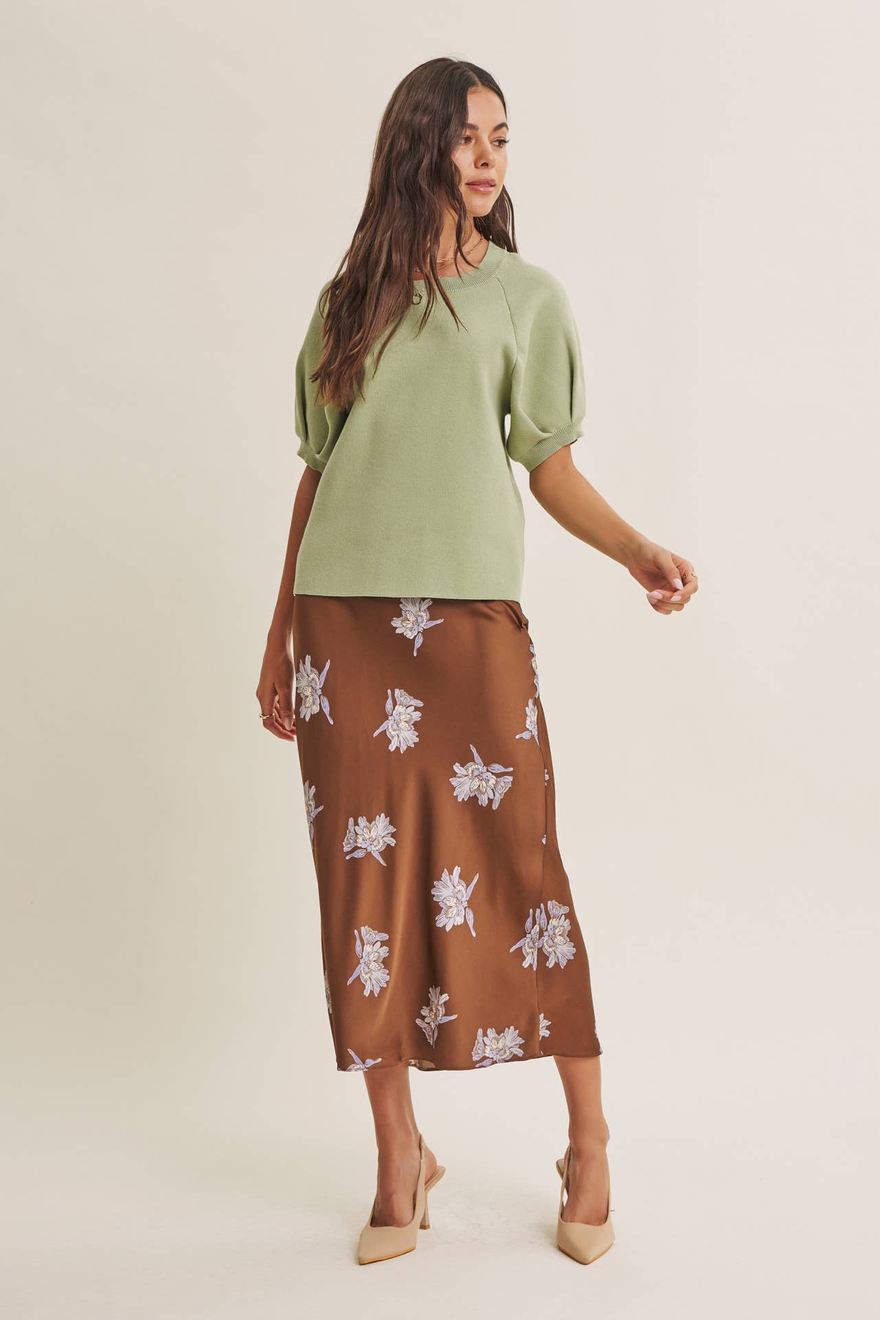 EASY VOLUME MOVEMENT BREATHABLE COTTON SWEATER WITH PUFF SLV