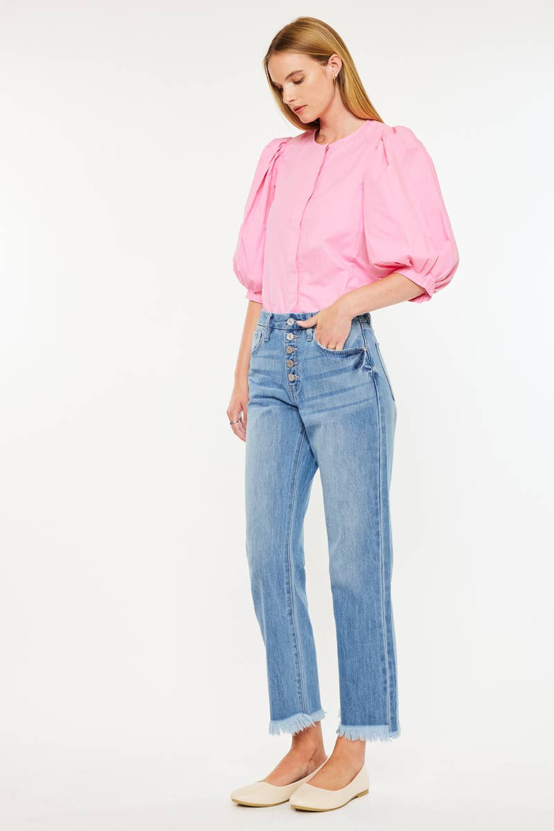 Kan Can Light Wash High Rise Straight Jean