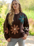 Floral Applique Knit Sweater Top