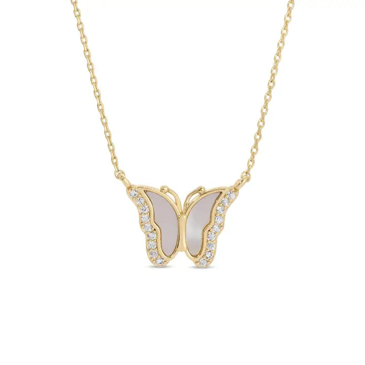 Sweet Shell Pavé Butterfly Necklace