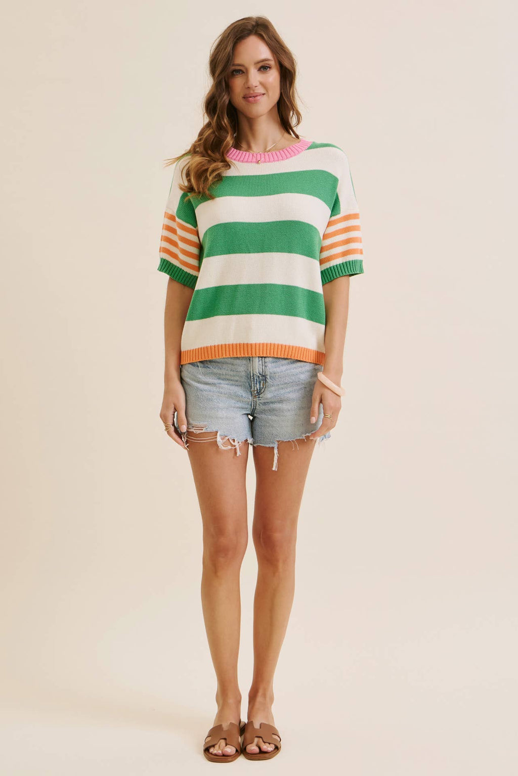 FEEL-GOOD PLAYFUL MULTI STRIPE EASY EVERYDAY COTTON SWEATER