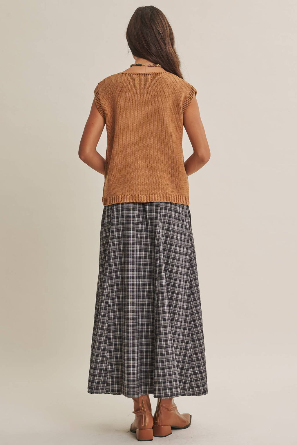 WEEKEND IN TUSCANY TIMELESS OPEN-KNIT FRONT YOKE SWEATER