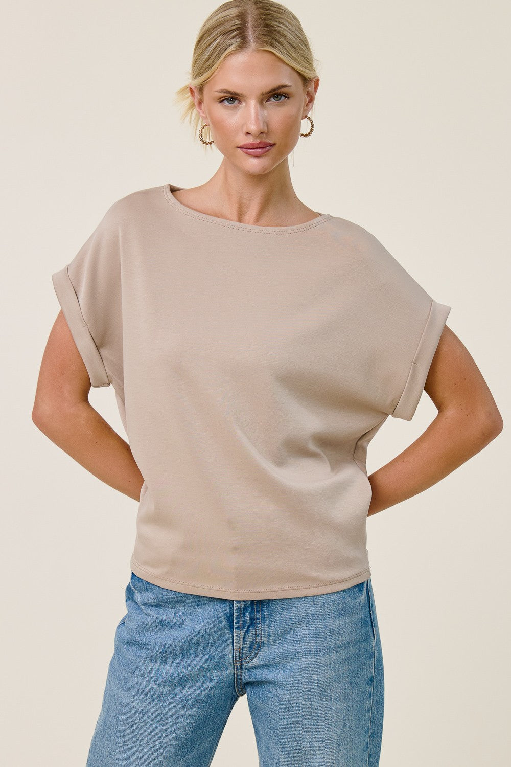 Cuff Sleeve Dolman Scuba Top