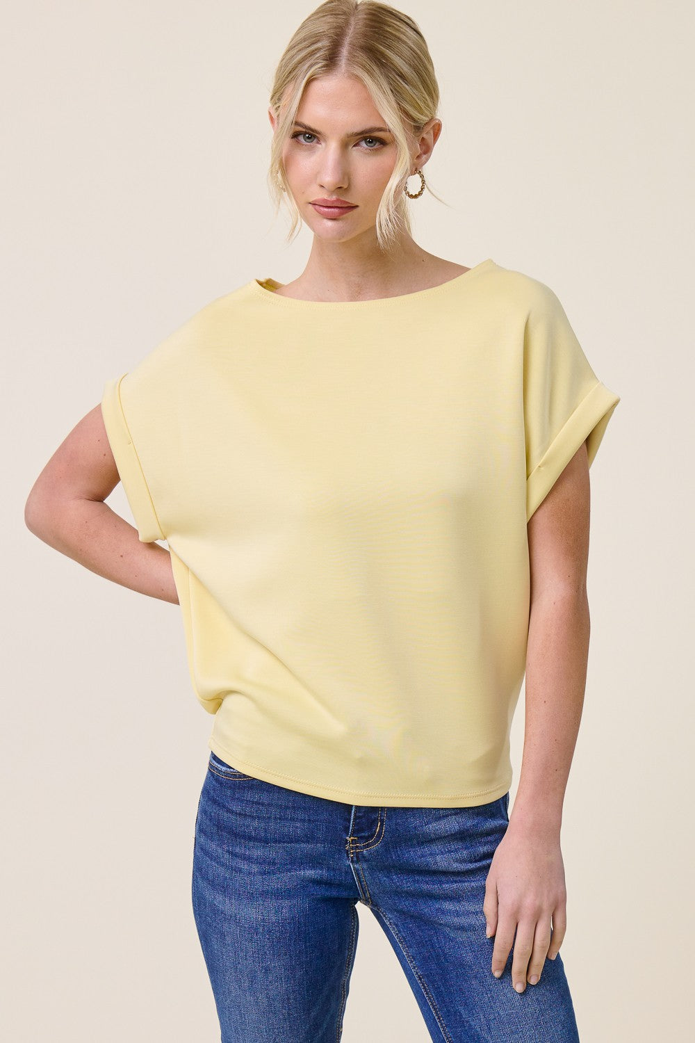 Cuff Sleeve Dolman Scuba Top