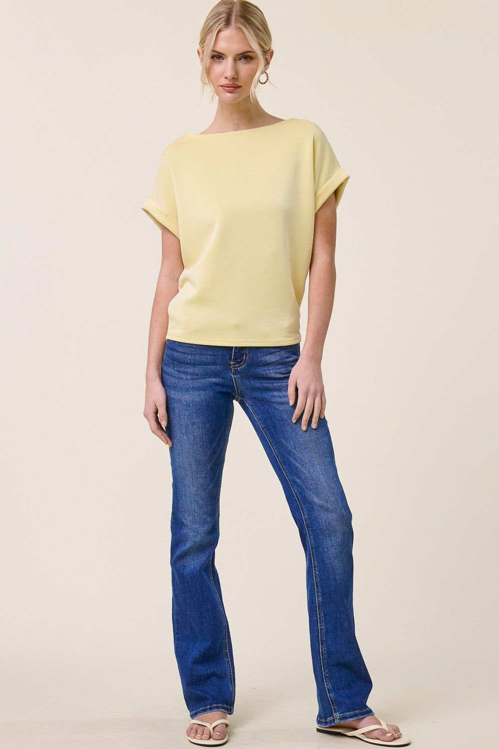 Cuff Sleeve Dolman Scuba Top