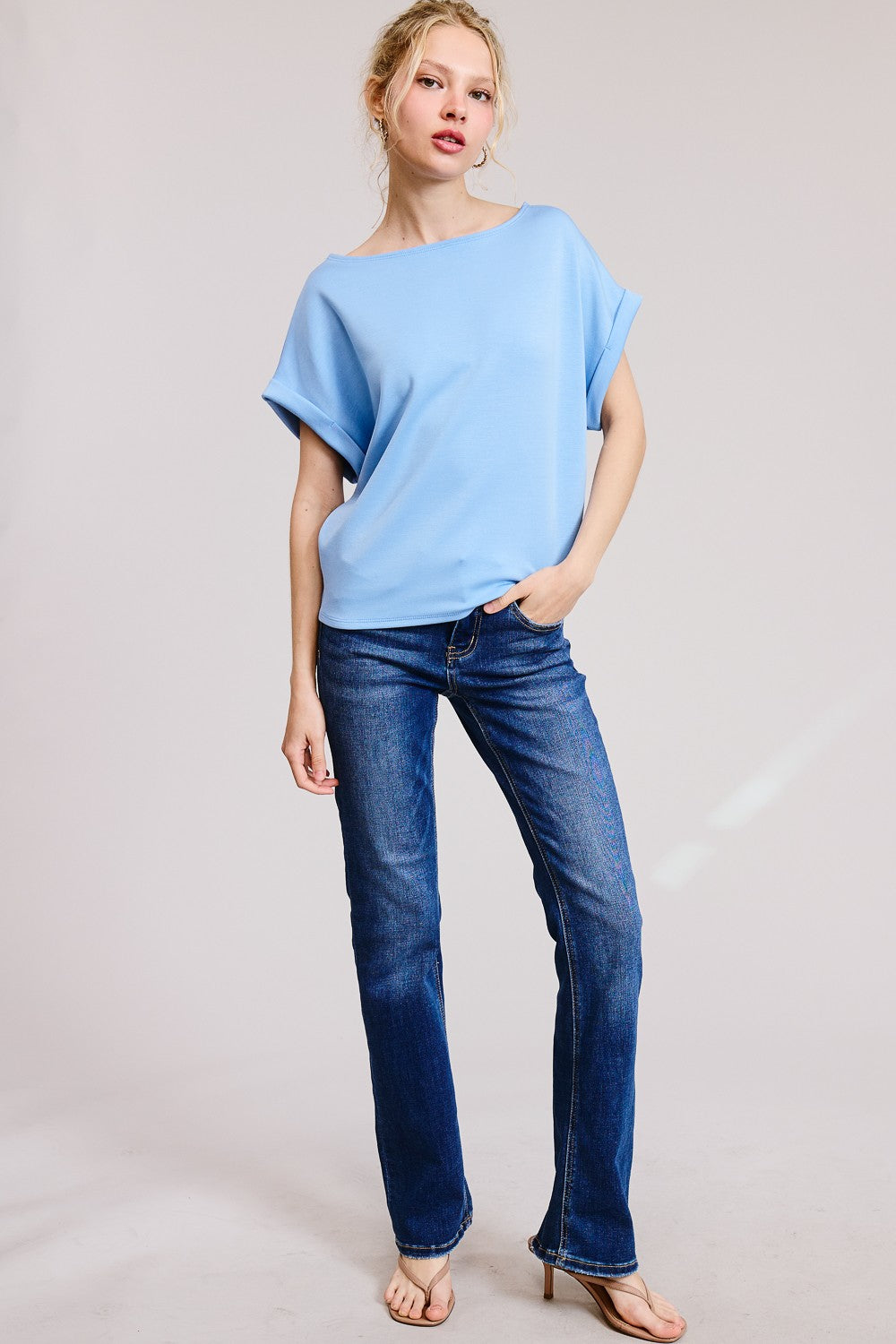 Cuff Sleeve Dolman Scuba Top