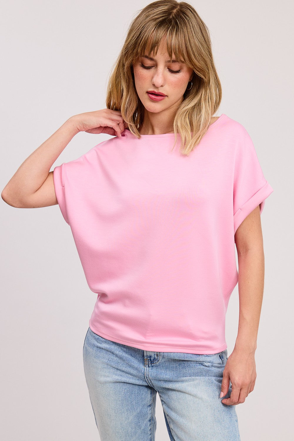 Cuff Sleeve Dolman Scuba Top
