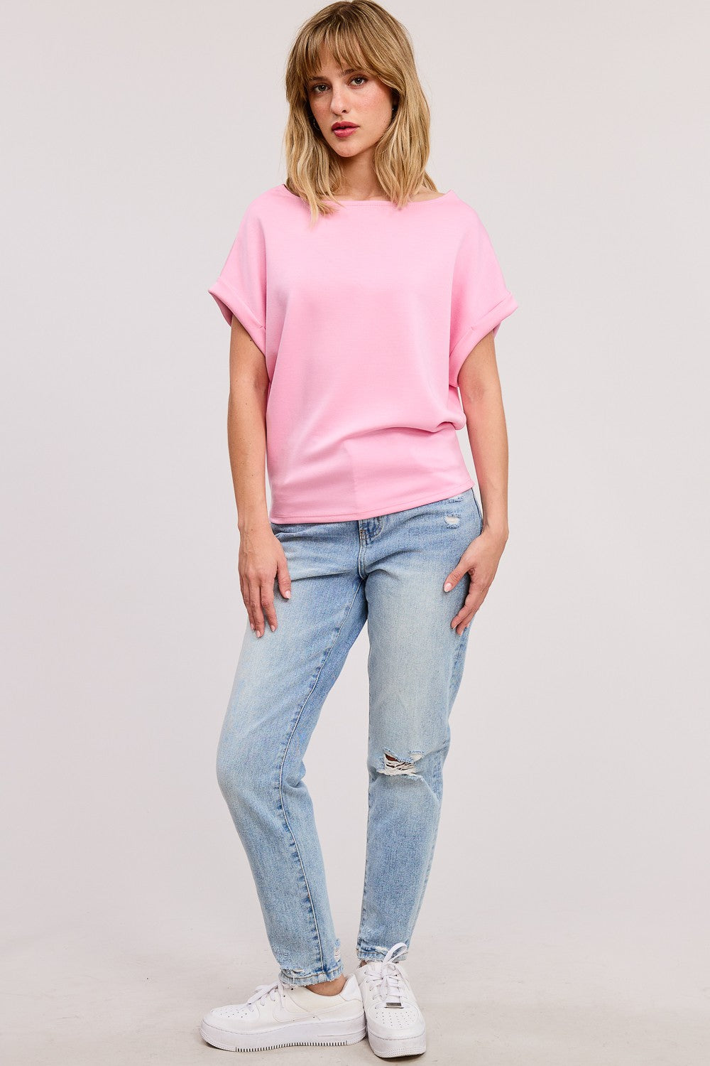 Cuff Sleeve Dolman Scuba Top