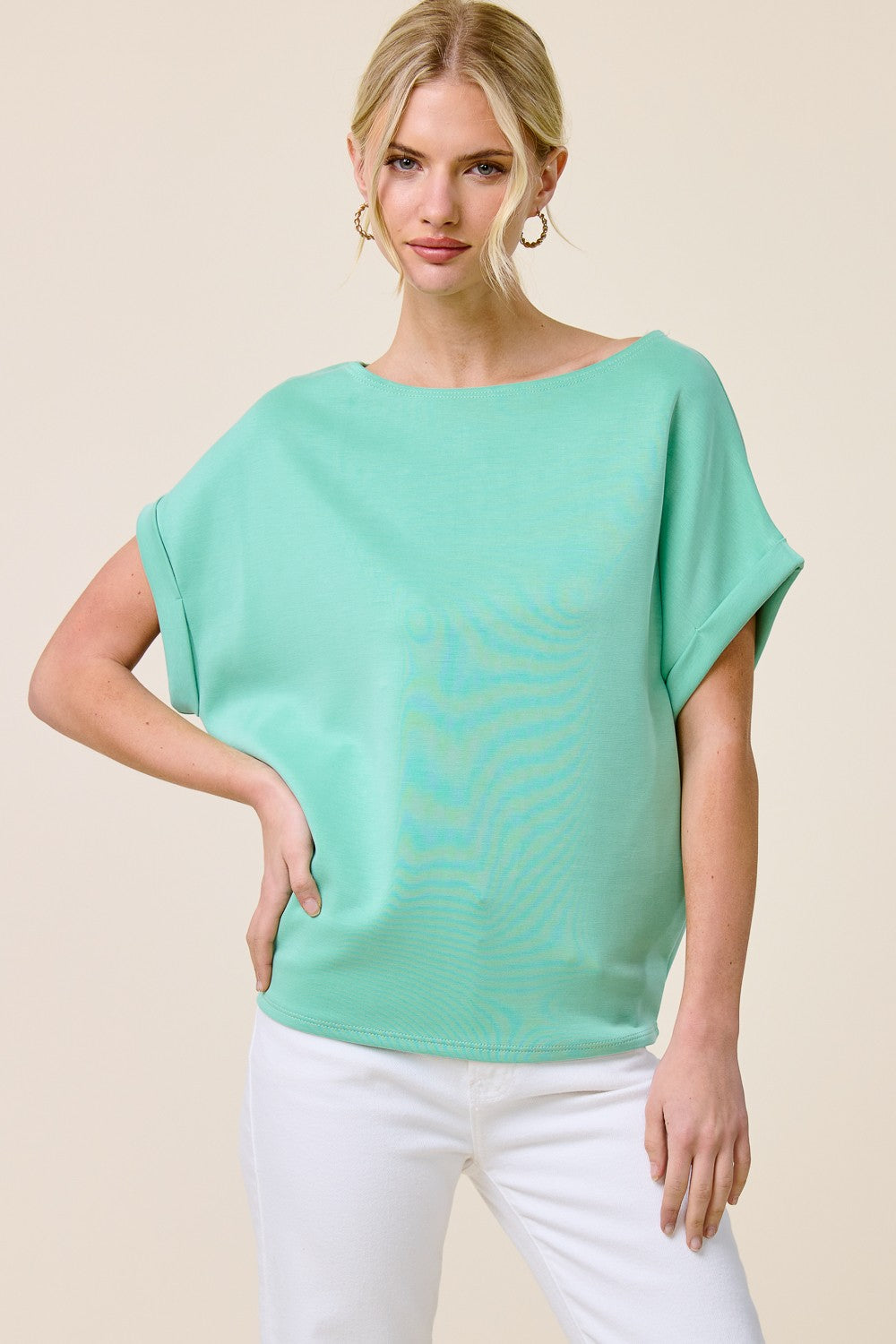 Cuff Sleeve Dolman Scuba Top