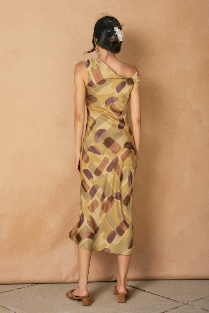 Checkmate Off The Shoulder Ruched Midi Dress