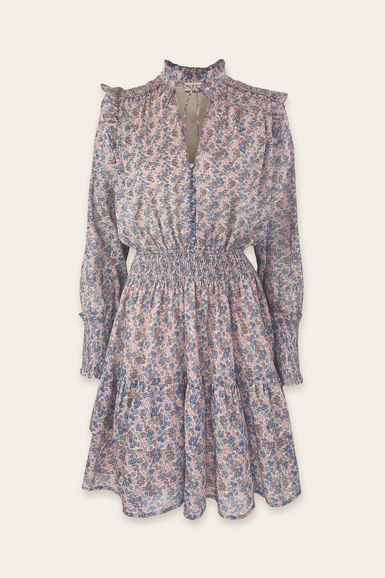 Ditsy Floral Shirred Waist Mini Dress