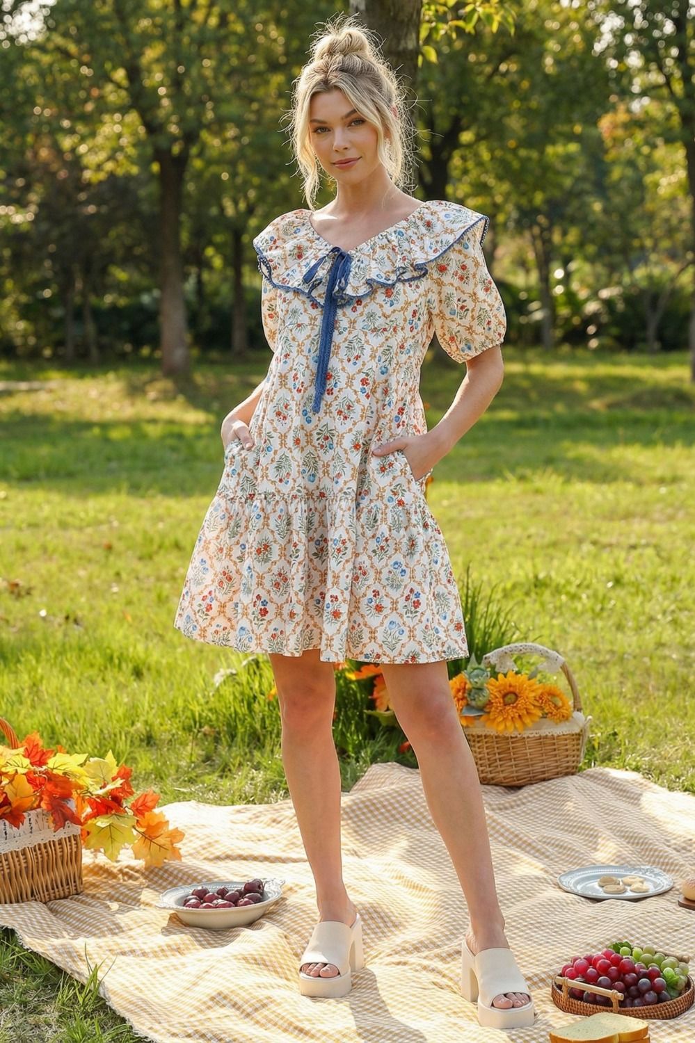 Printed Seersucker Dress