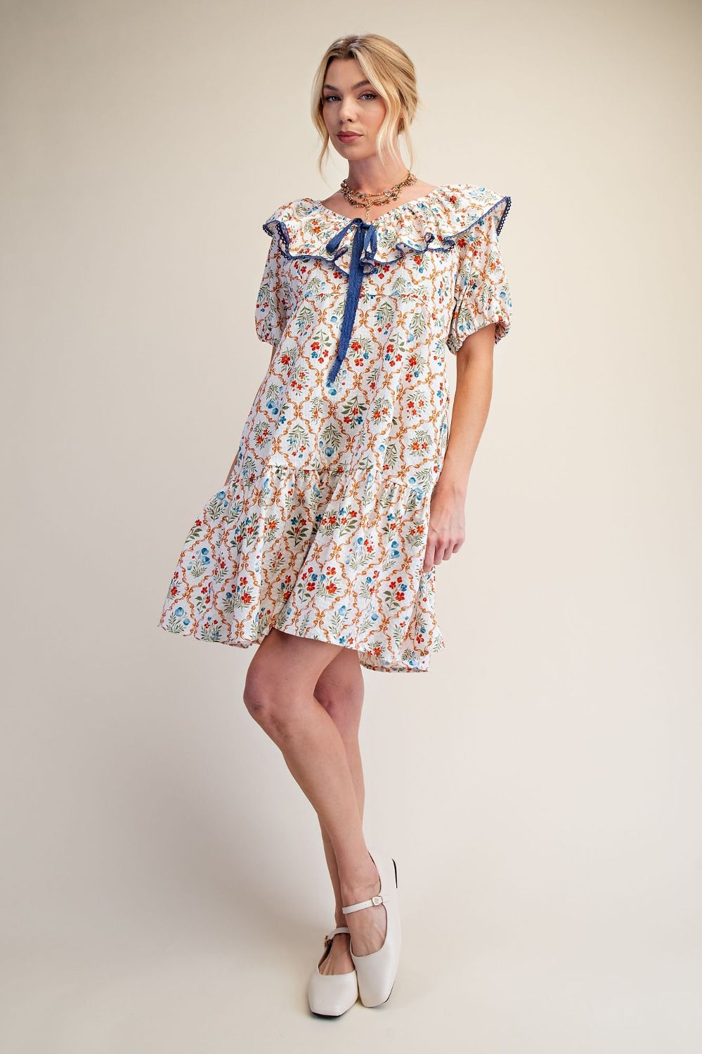 Printed Seersucker Dress