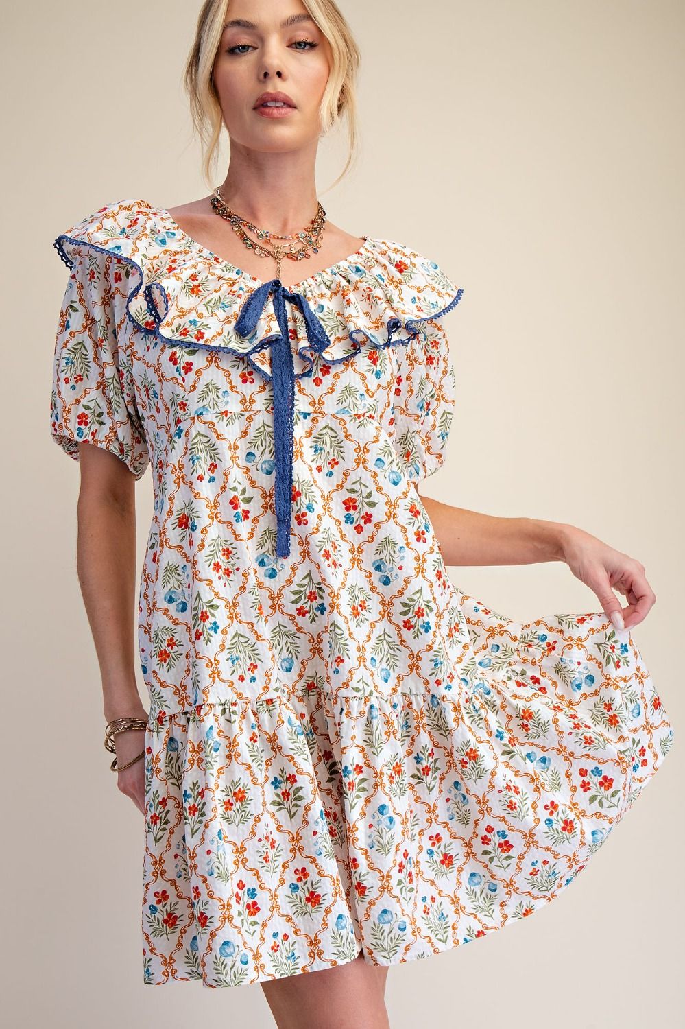 Printed Seersucker Dress