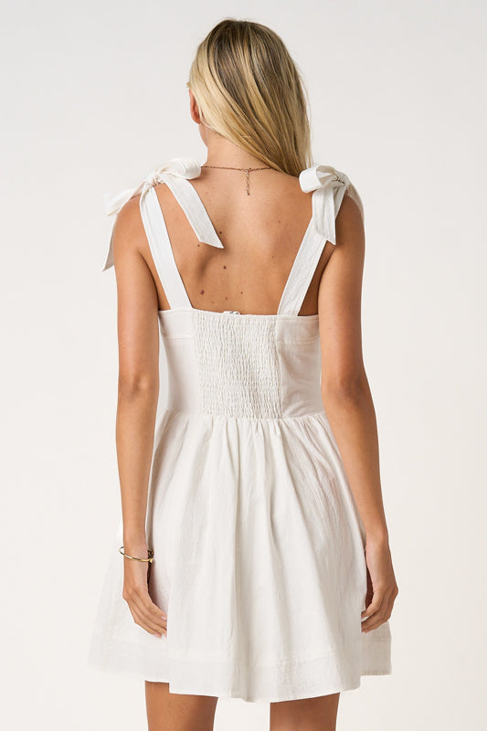 Game Day Contrast Stitch Tie Shoulder Mini Dress