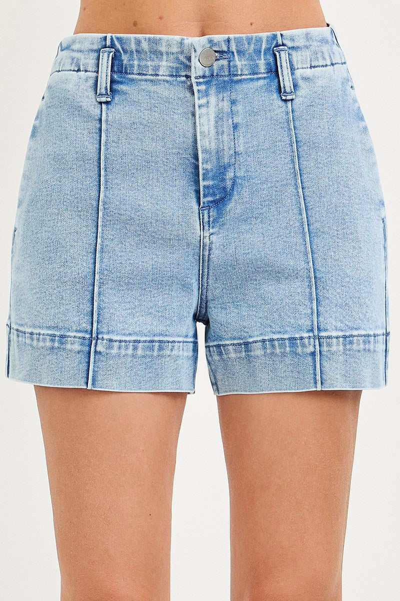 High rise relaxed shorts with seamed details