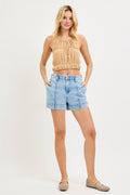 High rise relaxed shorts with seamed details