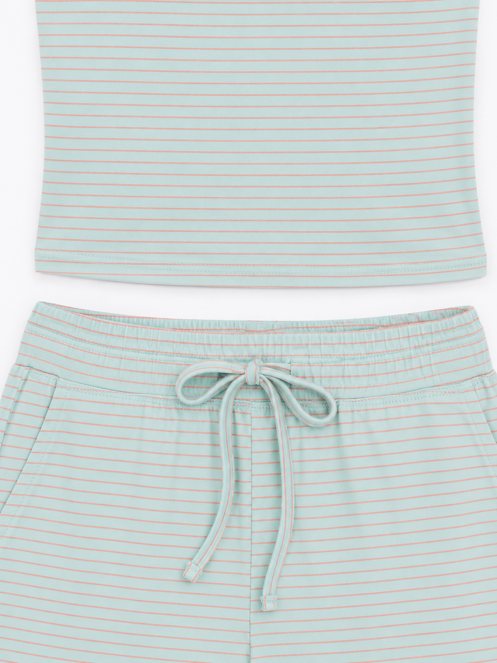 Striped Tube Top and Pants Set Mint