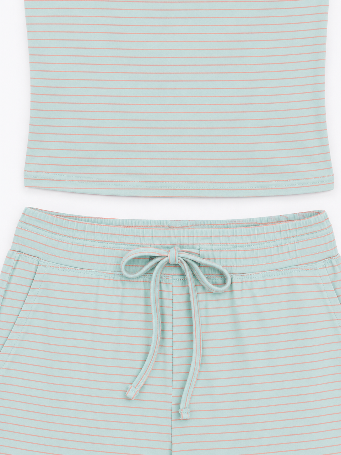 Striped Tube Top and Pants Set Mint