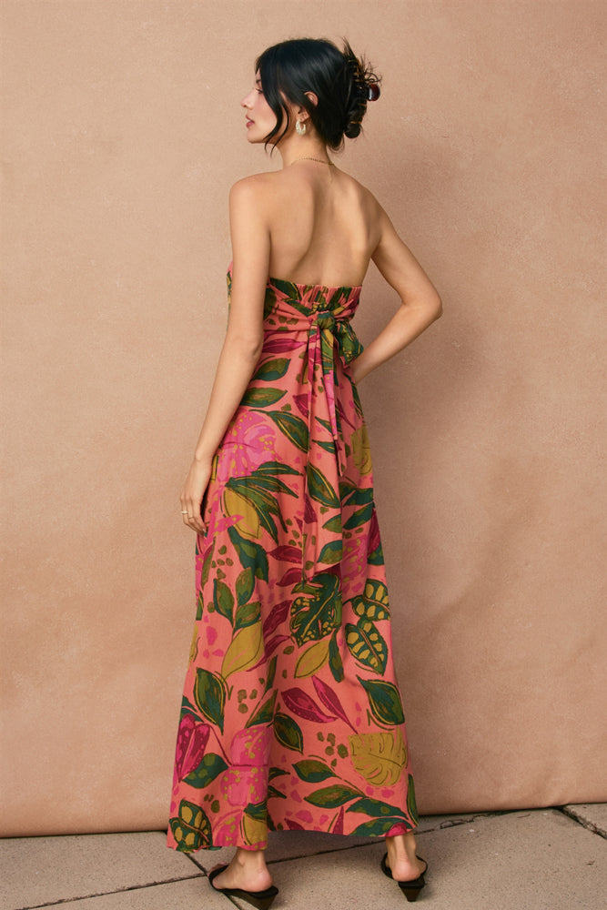 Just Like Paradise Strapless Tie Back Maxi Dress