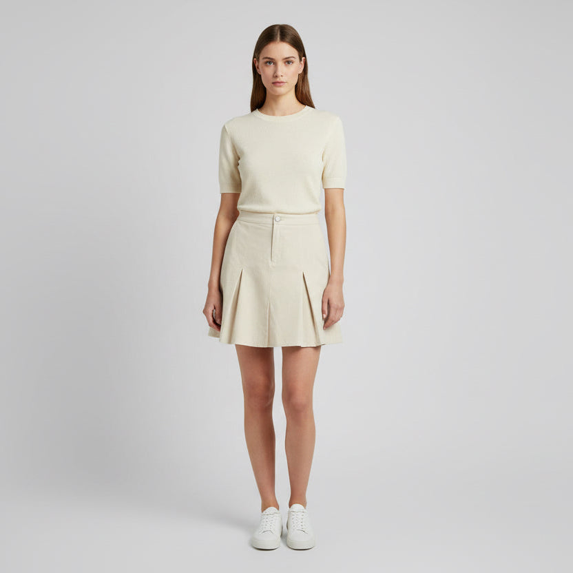 Pleated Denim Skort