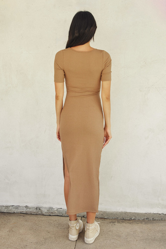 Keep It Simple Short Sleeve Midi Slip Dress