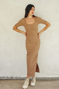 Keep It Simple Short Sleeve Midi Slip Dress