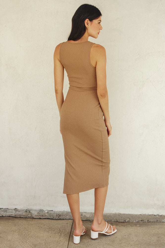 Keep It Simple Square Neck Bodycon Midi Dress