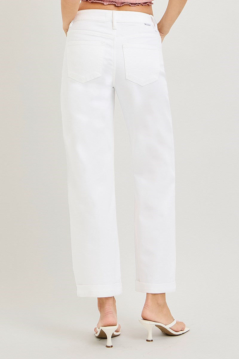 Mid Rise Ankle Barrel Relaxed Baggy Pants