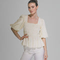 Puff-Sleeve Peplum Top