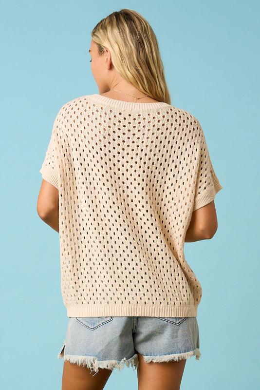 Outerwear & Sweater-Knit Sweater Cream