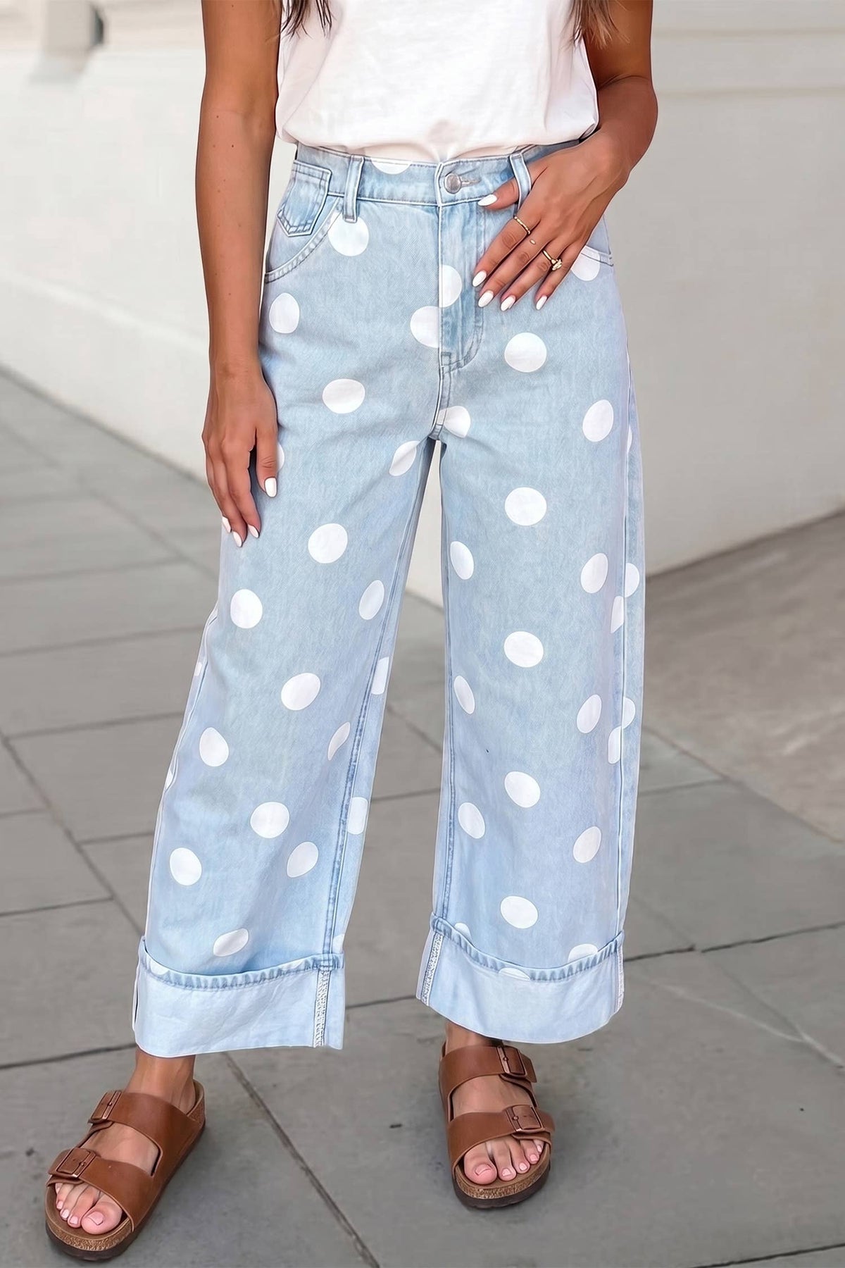 Casual Polka Dot Ankle Length Regular Jeans |4-16