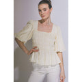 Puff-Sleeve Peplum Top