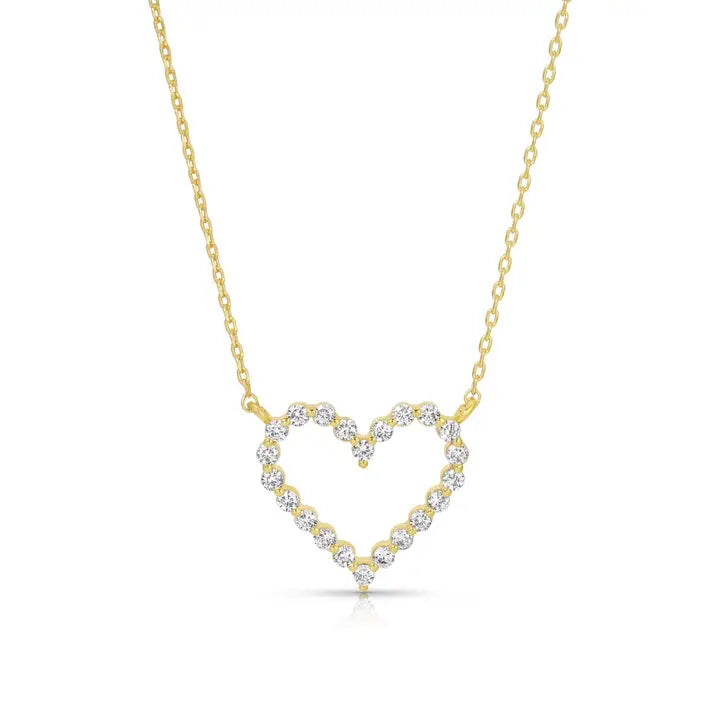 Delicate Heart Pendant with Cz Necklace