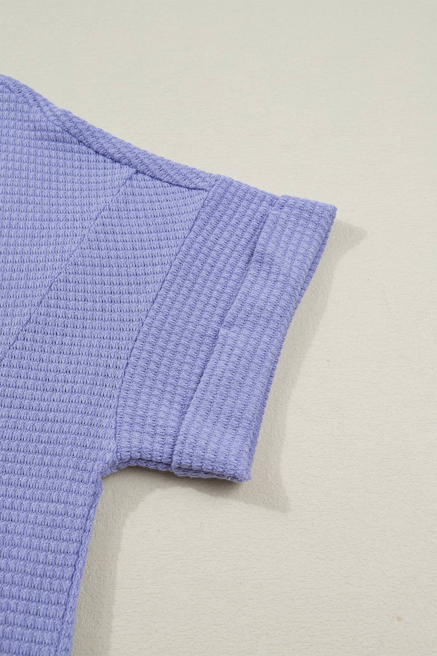 Waffle V-Neck Short Sleeve Knit Top