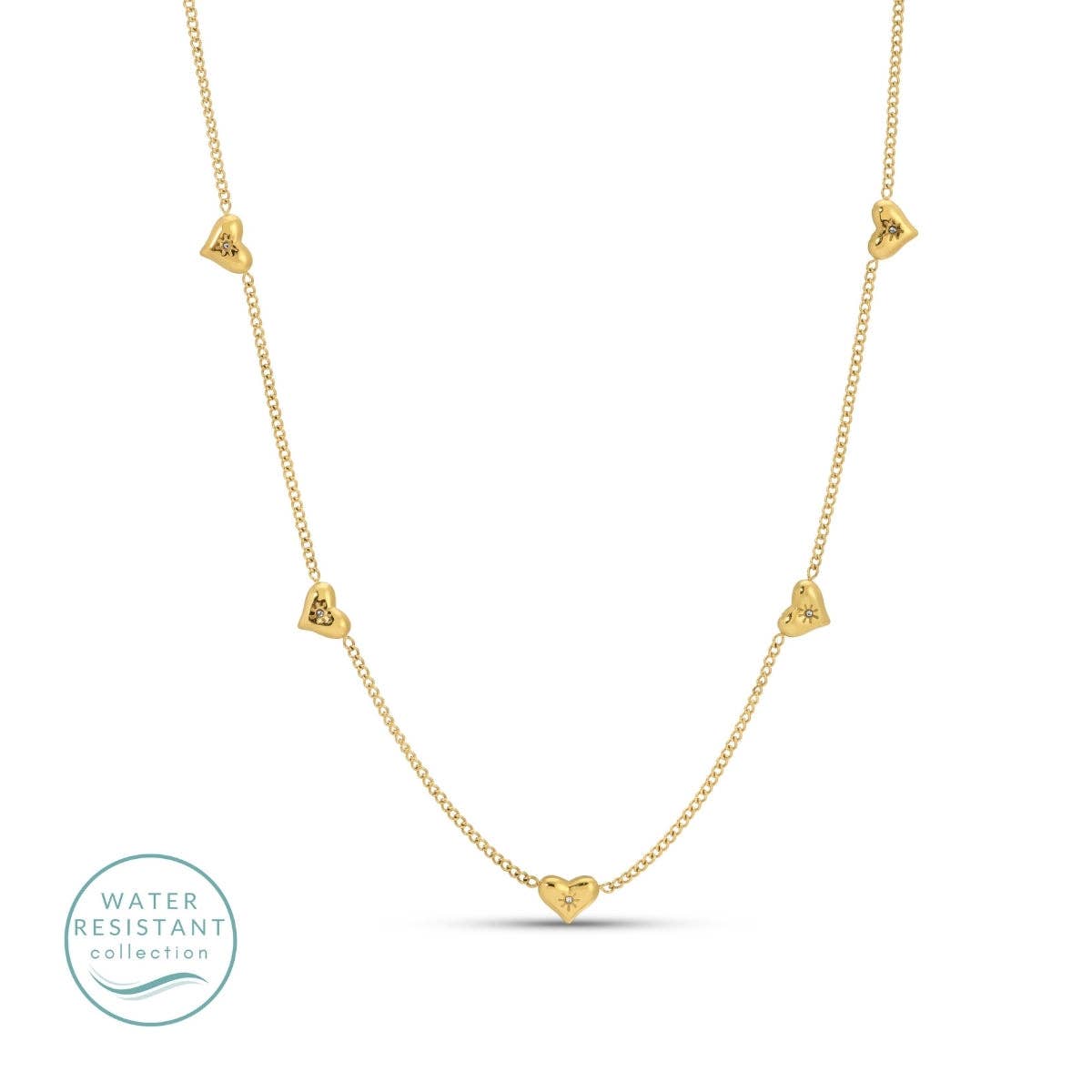 Multi-Heart Collar Necklace, Water-Resistant