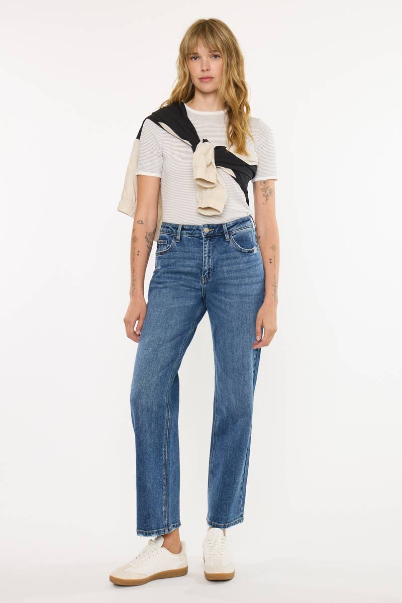 Kan Can Dark Wash Low Slung Baggy Straight Jean