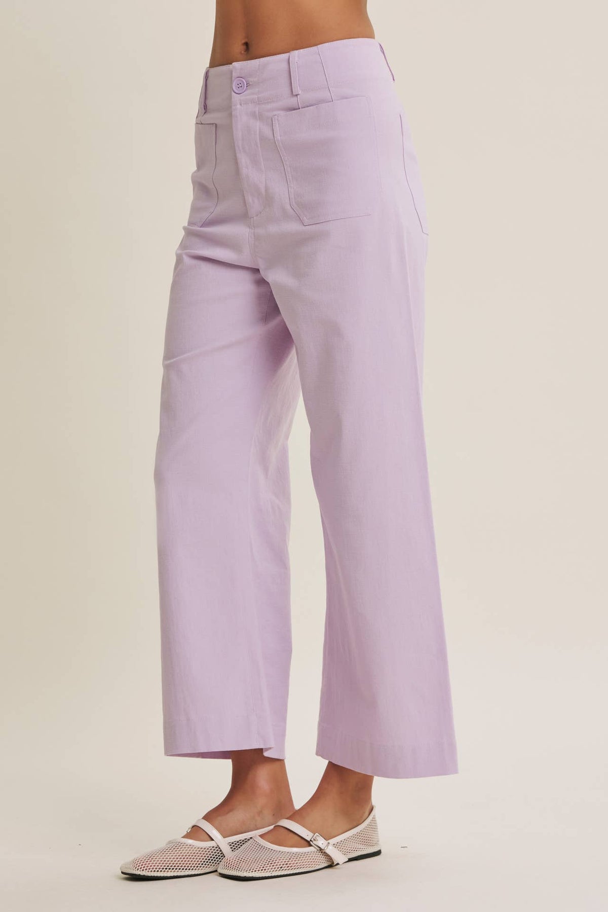 SEASONLESS STRETCHY COTTON LINEN ANKLE PANTS WITH POCKETS