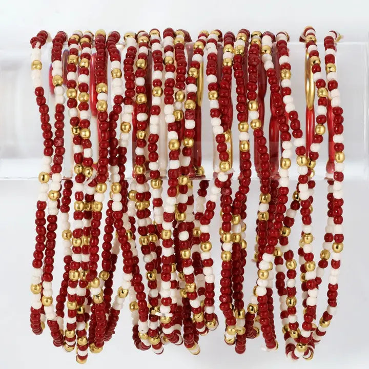 Stretch Seed Bead Game Day Bracelets