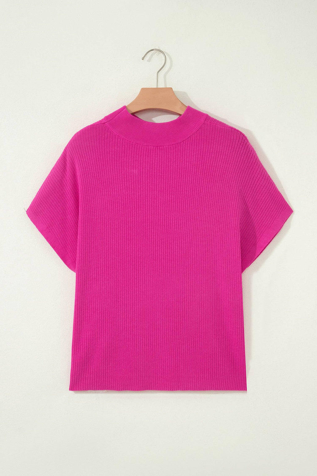Solid Color Lightweight Ribbed Knit Mock Neck Sweater (S-XL)