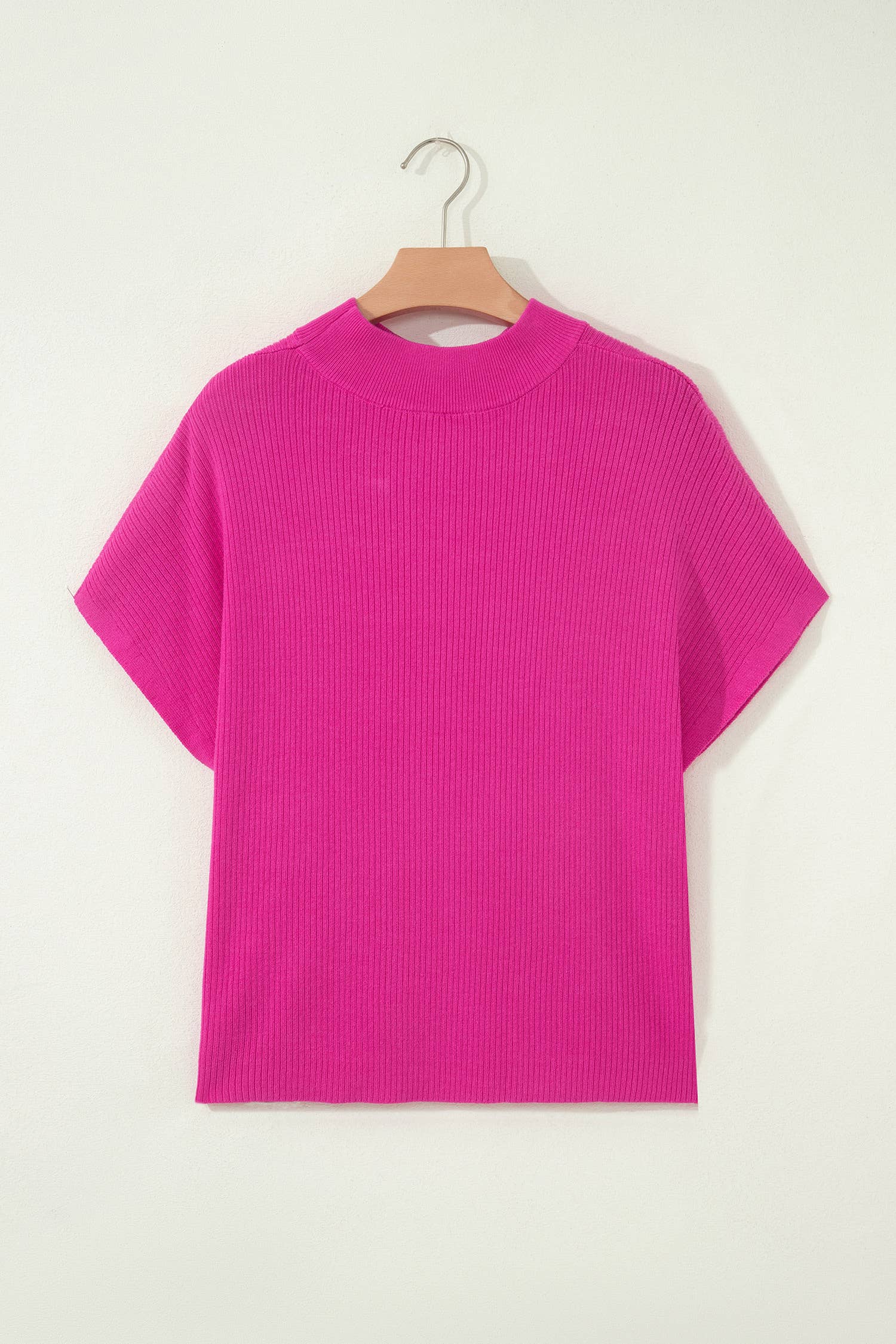 Solid Color Lightweight Ribbed Knit Mock Neck Sweater (S-XL)