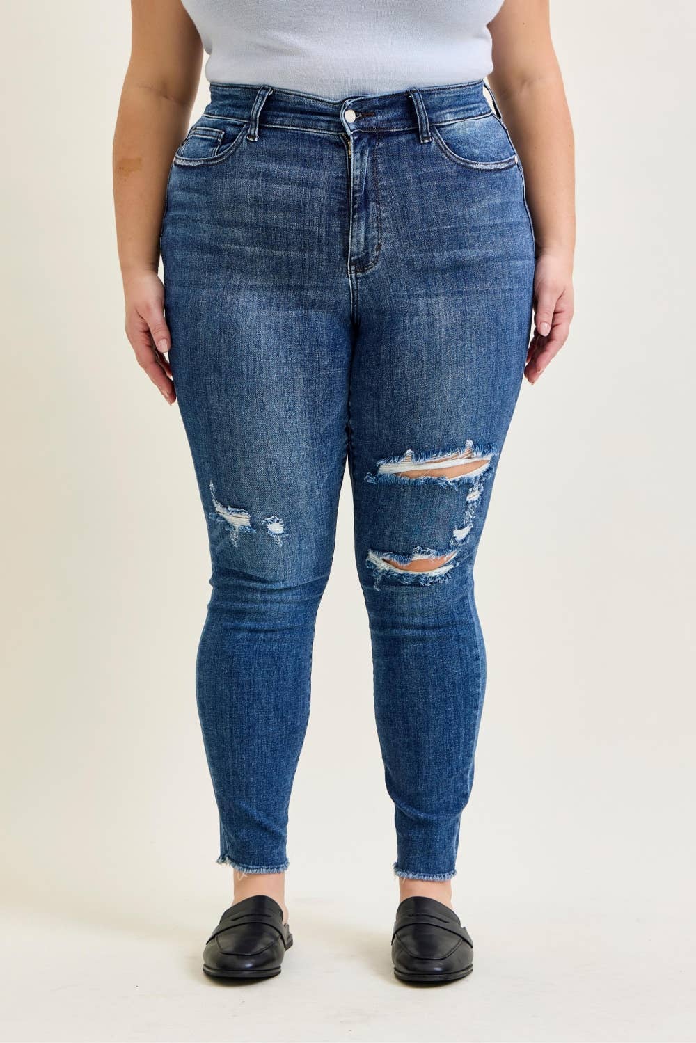 High Waist Skinny Jean w/ Destroy